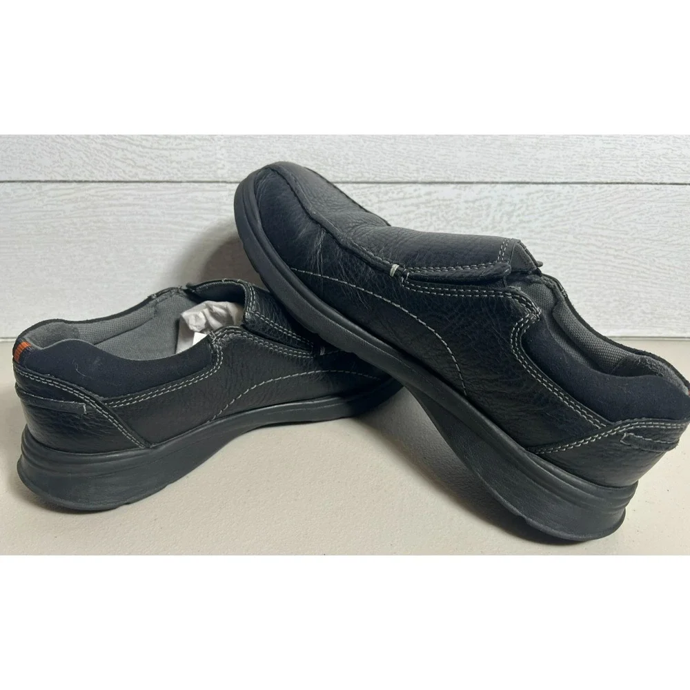 Clarks Men's Cotrell Step Slip-on Loafer 9.5 M Black Oily Leather Dress Shoes